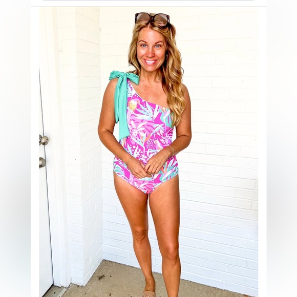 16. Michelle McDowell The Mia in the Trees One Shoulder Swimsuit - Picture 5 of 15